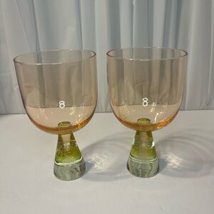 Anthropologie Pale Orange and Green Goblets